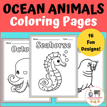 Preview of Cute Ocean Animals Coloring Pages | Winter Coloring Sheets