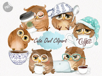 Preview of Cute Owl Clipart Instant Download PNG