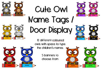 Preview of Cute Owl Name Tags / Door Decor Display / Bulletin Board
