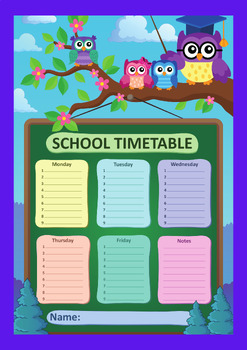 Preview of Cute Owl Timetable Poster