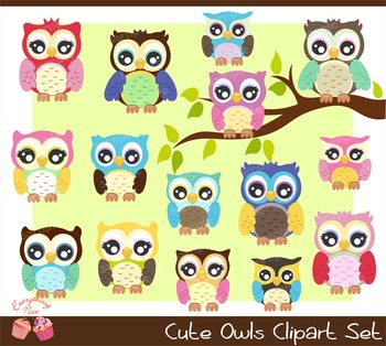 Preview of Cute Owls Clipart Set