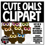 Cute Owls Clipart Set for Classroom Decor, COMMERCIAL USE OK