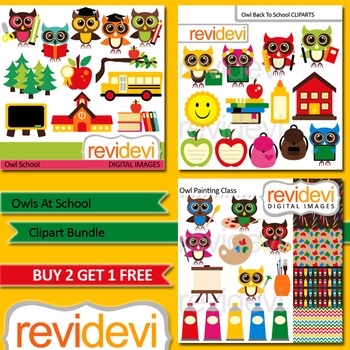 Preview of Cute Owls at School Clip art (3 packs)
