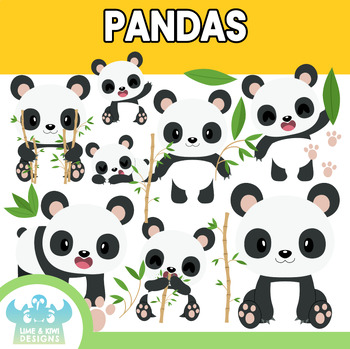 Preview of Pandas Clipart (Lime and Kiwi Designs)