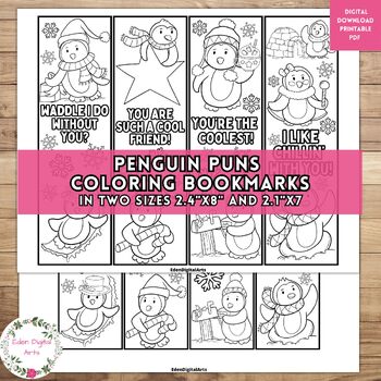 Free Printable Winter Coloring Bookmarks •