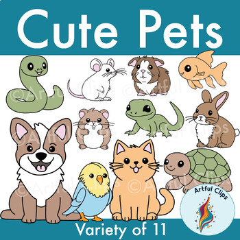 Preview of Cute Pets Clip Art Bundle (Color & Black and White)