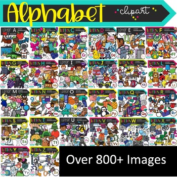 Preview of Alphabet Clipart PNG Images - Cute Phonics Clipart - Beginning Sounds Pictures