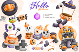 Cute Pirate Halloween Watercolor clipart Sublimation