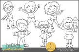 Cute Pointing Kids for Worksheets Illustration Clipart