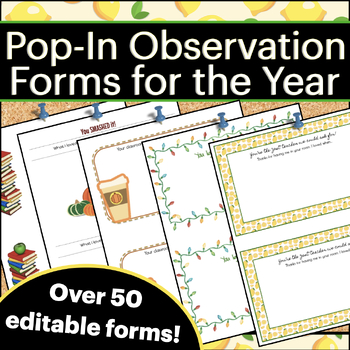 Preview of Cute Pop In Observation Forms for Instructional Coaches - YEAR LONG resource