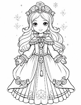 Princess Coloring Pages. Princess Coloring Book for Adults. Pretty Princess  Coloring Book. Princess coloring pages for kids. Coloring pages - Payhip