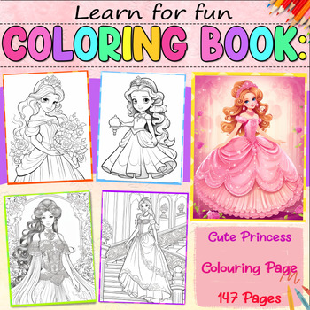 Cute Princess Colouring Page by Learn for funn | TPT