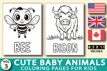 Preview of Cute Printable Baby Animals Coloring Pages For Kids