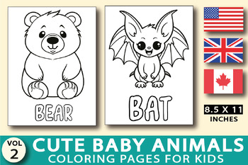 Preview of Cute Printable Baby Animals Coloring Pages for Kids