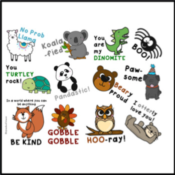 Cute Printable Stickers for Cricut & Cameo (Animal Puns)- give as ...