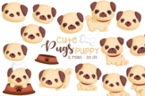 Cute Pugs Clipart - Dog Breed Clip Art