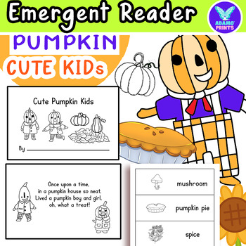 Preview of Cute Pumpkin Kids Fall Emergent Reader Kindergarten ELA Activities Mini Books