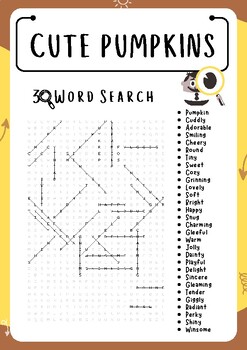 Cute Pumpkins Word Search Puzzle Worksheet Activities, Brain Games