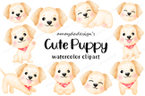 Cute Puppy Dog Watercolor Clipart, Puppy clipart, Dog clipart