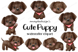 Cute Puppy Dog Watercolor Clipart, Puppy clipart, Dog clipart