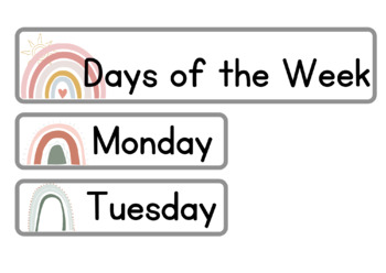 Cute Rainbow themed Days of the Week by All About Preschool | TpT
