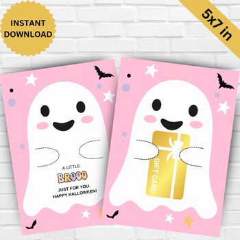 Preview of Cute Retro Ghost Gift Card Holder,Teacher Halloween Gift,INSTANT DOWNLOAD
