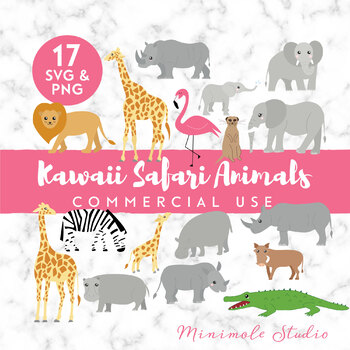 Cute Safari Animal Clipart Pack Zoo Animals Africa Wildlife Svg Png