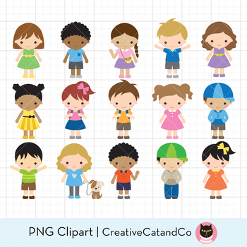 Preview of Cute School Kids Boy and Girl Clipart