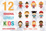 Cute Seasonal Kids Characters SVG Bundle Collection