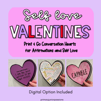 Preview of Cute Self Love/Affirmation Candy Conversation Heart Craft | Valentine's Day