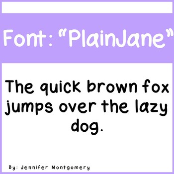 Preview of Cute Simple Font- "Plain Jane"