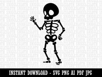 Cute Skeleton Waving Clipart Instant Digital Download AI PDF SVG PNG ...