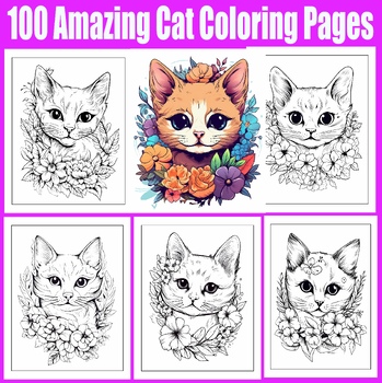 Cute Small Cat Coloring Book For Adults And Kids