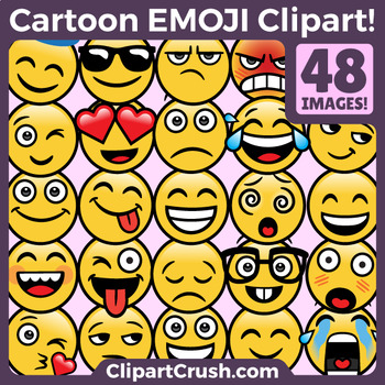 Preview of Cute Smiley Emoji Clipart Faces Vol.1 Fun Emojis Emotions Emoticons Expressions
