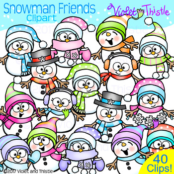 Winter Snowman Clipart Snowmen Clip Art by Violet and Thistle | TpT