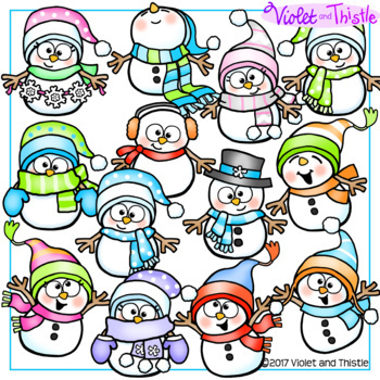 Winter Snowman Clipart Snowmen Clip Art by Violet and Thistle | TpT