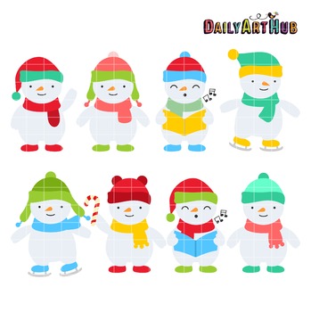 Cute Snowmen Clip Art - Great for Art Class Projects! by Daily Art Hub