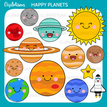 Preview of Solar System Clip Art, Happy Planets