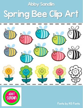Preview of Cute Spring Bee and Flower Friends Clip Art - Commercial and Personal Use