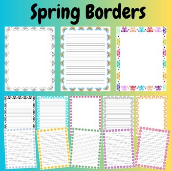 Primary Lined Writing Paper Printable-Spring Themed • Mrs E Virtually