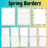Cute Spring Borders Handwriting Paper Flowers Blank, Writi