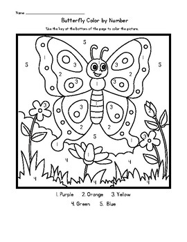 Cute Spring Butterfly Color by Numbers Coloring Page by Taylor Ham Teacher