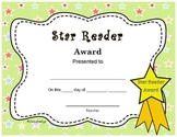 Cute Star Reader Award End Of The Year Certificate Pre K -