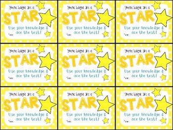 Preview of Cute Star Stress Ball Testing Motivation Gift Tags- You're bright like a star!