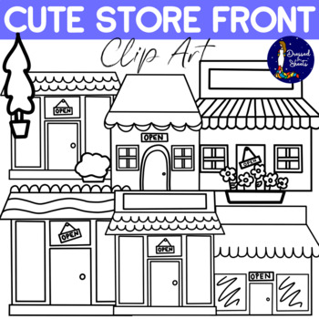 storefront clipart black and white