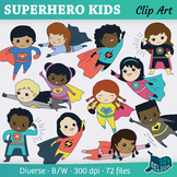 Cute Superhero Kids Clip Art – Print and Digital