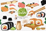 Cute Sushi Clipart - kawaii sushi Japanese food clipart.