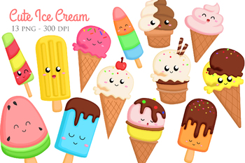 Preview of Cute Sweet Ice Cream Cone Dessert Flavor Illustration Vector Clipart Cartoon