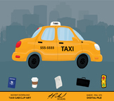 Cute Taxi Cab Digital Clip Art - Digital File - Taxi Clip Art