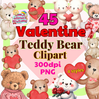 Preview of Cute Teddy Bear Valentine Clipart for Craft Activities | grades and kindergarten